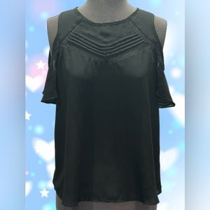 Heartloom Black Cold Shoulder Pintuck Top Size XS